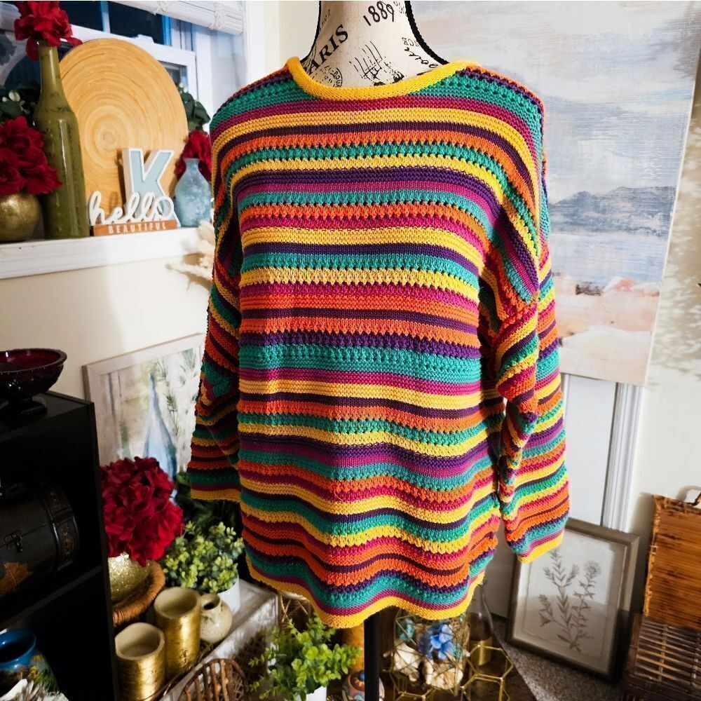 VTG Striped Fiesta Rainbow Knitted Sweater.